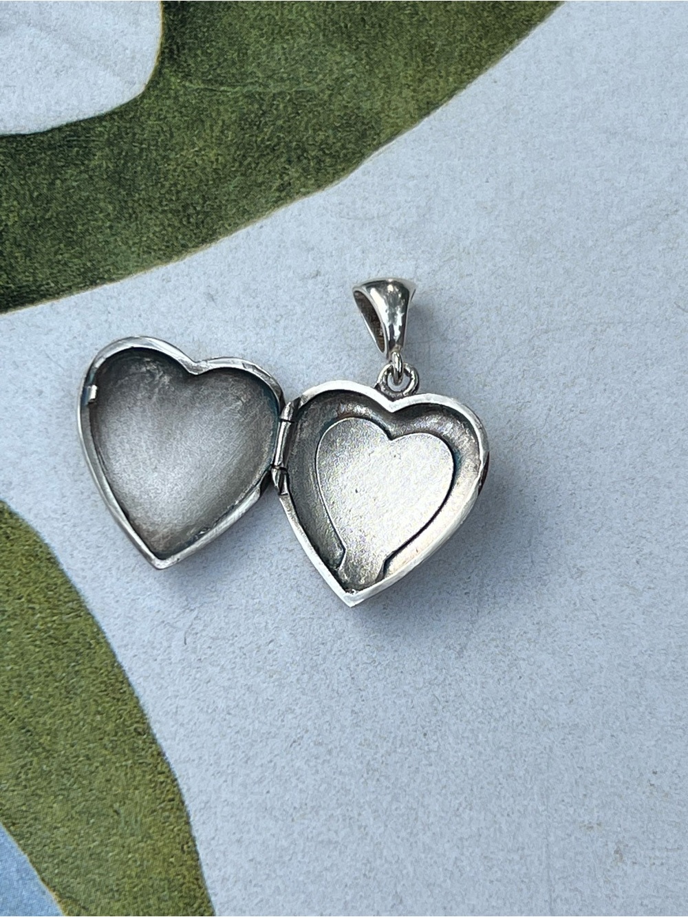 Sterling Silver Heart Locket Pendant with Floral Engraving - Picture 4 of 4